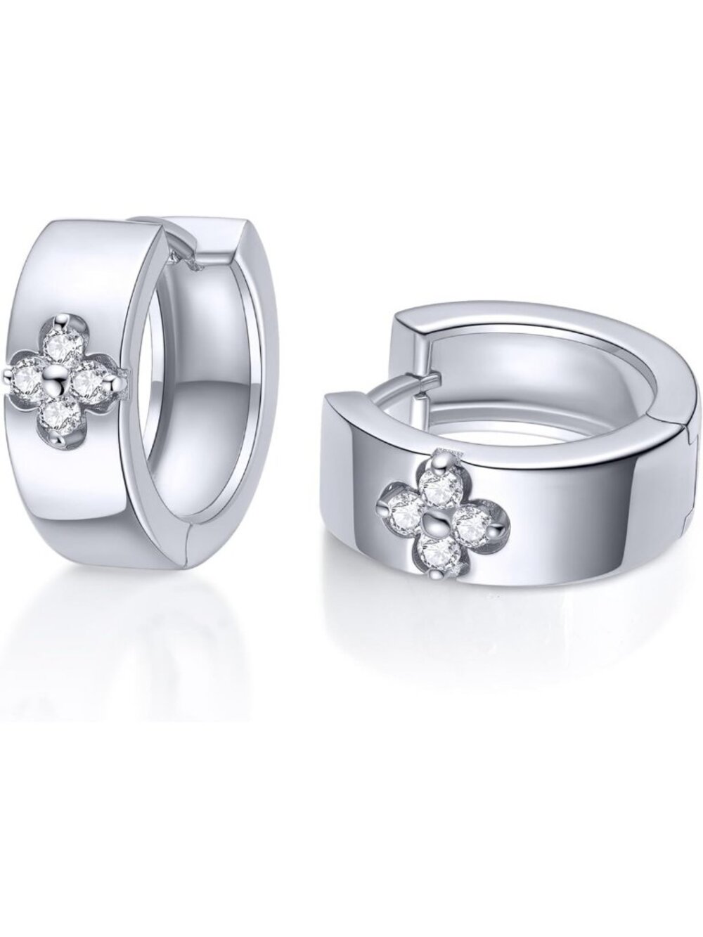 14K Gold Plated Moissanite Clover Hoop Earrings for Women - Elegant & Stylish